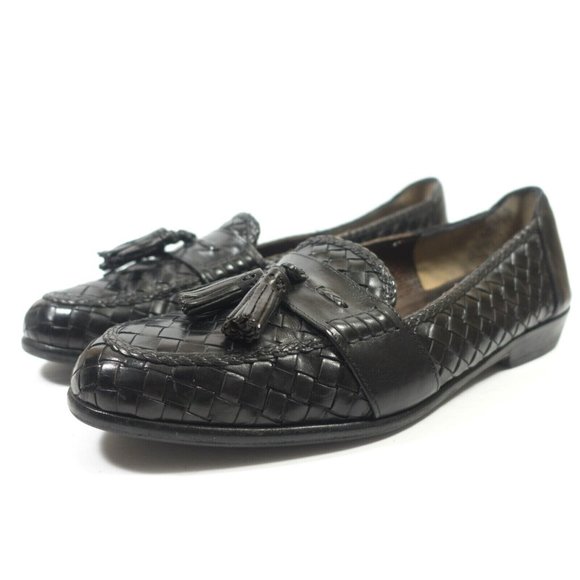 Bragano by Cole Haan Italy Made Woven Leather Tassel Loafer Shoes - Mens Size 10